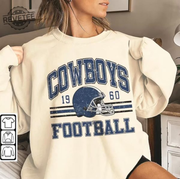 Vintage Cowboys Football Sweatshirt Shirt Retro Style 90S Vintage Unisex Crewneck Graphic Tee Gift For Football Fan Unique revetee 1