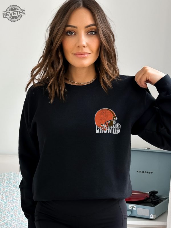Cleveland Crewneck Sweatshirt Dawg Pound The Land Go Brownies Trendy Vintage Style Football Shirt For Game Day Browns Town Unique revetee 4