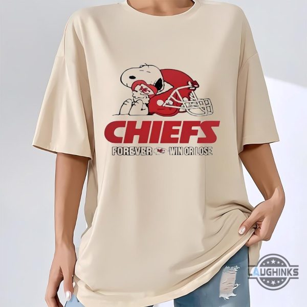 snoopy kansas city chiefs shirt sweatshirt hoodie official nfl the peanuts movie forever win or lose cute kc chiefs crewneck shirts football gift for fans laughinks 1 1