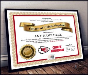 citizen of chiefs kingdom framed poster certificate diploma canvas printed poster with frame kansas city chiefs wall art kc room decoration nfl football fan gift laughinks 1