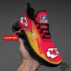 kansas city chiefs custom name shoes personalized kc chiefs nfl football all over printed max soul shoes faux zipper style game day gift for fans laughinks 1