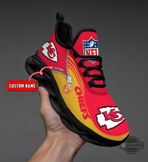 kansas city chiefs custom name shoes personalized kc chiefs nfl football all over printed max soul shoes faux zipper style game day gift for fans laughinks 1