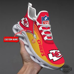 kansas city chiefs custom name shoes personalized kc chiefs nfl football all over printed max soul shoes faux zipper style game day gift for fans laughinks 1 1