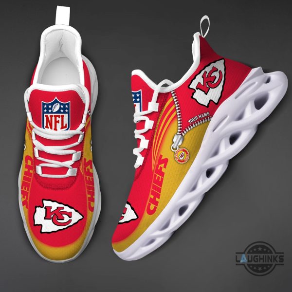 kansas city chiefs custom name shoes personalized kc chiefs nfl football all over printed max soul shoes faux zipper style game day gift for fans laughinks 1 3