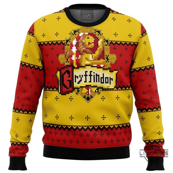 harry potter gryffindor ugly christmas sweater muggles hogwarts school all over printed xmas artificial wool sweatshirt gift for potterhead laughinks 1