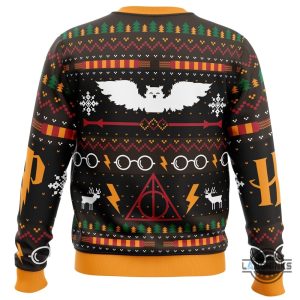 the sweater that lived harry potter ugly christmas sweater hogwarts wizard witch school all over printed xmas artificial wool sweatshirt laughinks 1