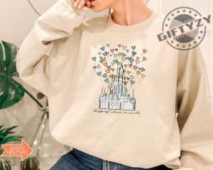 Happiest Place On Earth Shirt Magical Castle Sweatshirt Disneyland Balloons Tshirt Valentines Day Disney Hoodie Disney Family Trip Shirt giftyzy 2