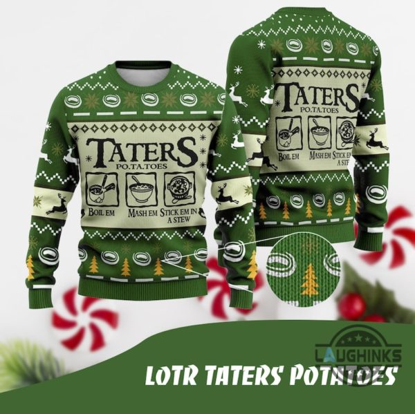 lotr ugly christmas sweater all over printed lord of the rings movie xmas artificial wool sweatshirt taters potatoes 3d shirts funny christmas gift laughinks 1