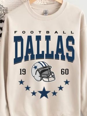 Vintage Style Dallas Football Sweatshirt Football Fan Gifts Dallas Football Crewneck America Football Sweatshirt Dallas Crewneck Unique revetee 3