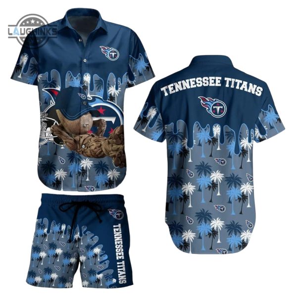 tennessee titans nfl hawaiian shirt groot graphic new summer perfect best gift ever marvel hugs sports football aloha shirt and shorts set laughinks 1