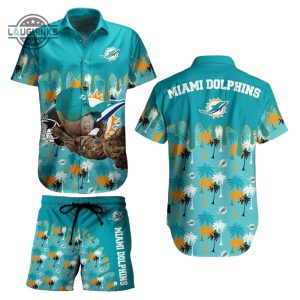 miami dolphins nfl hawaiian shirt groot graphic new summer perfect best gift ever marvel hugs sports football aloha shirt and shorts set laughinks 1 1