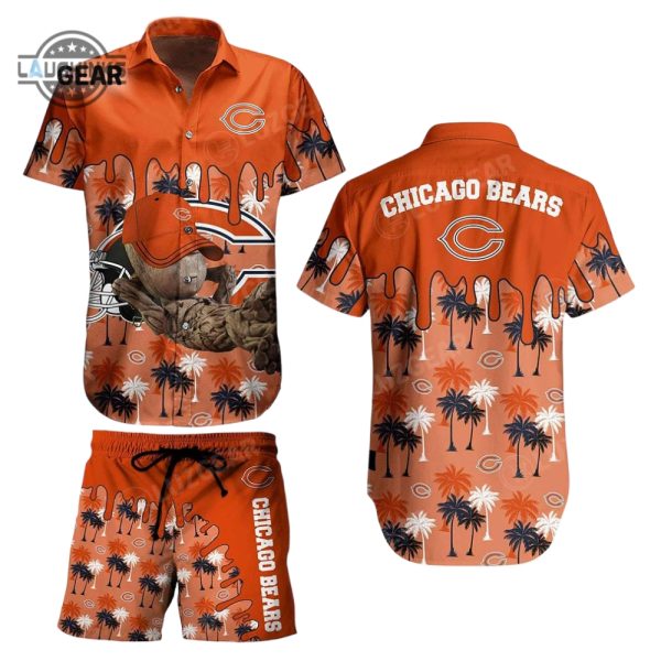 chicago bears nfl hawaiian shirt groot graphic new summer perfect best gift ever marvel hugs sports football aloha shirt and shorts set laughinks 1