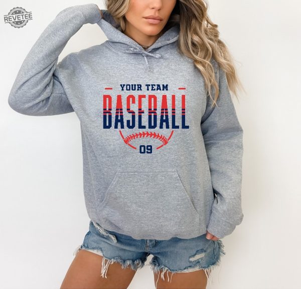 Custom Baseball Hoodie Personalized Baseball Sweatshirt Baseball Team Name Hoodie Baseball Sweatshirt Game Day Hoodie Baseball Hoodie Unique revetee 3