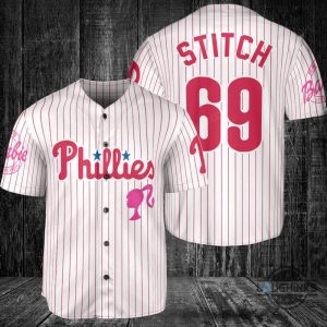 philadelphia phillies barbie baseball jersey white custom name and number 2023 all over printed sports x barbie movie jersey shirts laughinks 1