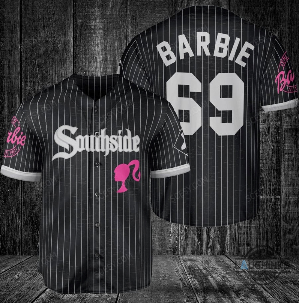 Chicago White Sox Barbie Baseball Jersey Black City Connect Custom Name And Number 2023 All Over Printed Sports X Barbie Movie Jersey Shirts