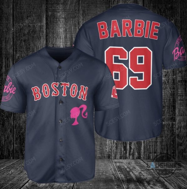 boston red sox barbie baseball jersey navy custom name and number 2023 all over printed sports x barbie movie jersey shirts laughinks 1