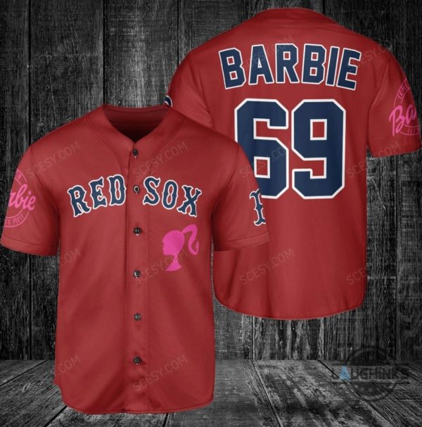 boston red sox barbie baseball jersey red custom name and number 2023 all over printed sports x barbie movie jersey shirts laughinks 1