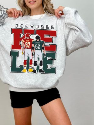 Unisex Jason Kelce Travis Kelce Sweatshirt American Football Shirt Football Fan Gift Shirt Crewneck Sweatshirt Unique revetee 2