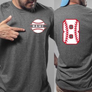 Name And Numbered Baseball T Shirt Custom Baseball Tee Game Day Shirt For Her Or Him Tis The Season Baseball Gift Fathers Day Gift Unique revetee 3