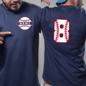 Name And Numbered Baseball T Shirt Custom Baseball Tee Game Day Shirt For Her Or Him Tis The Season Baseball Gift Fathers Day Gift Unique revetee 5