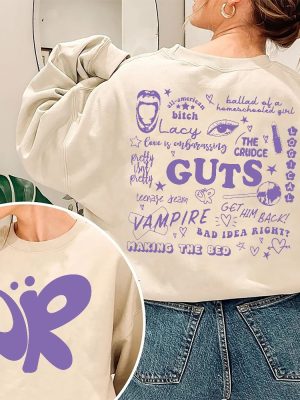 Olivia Guts Tour Track List Aesthetic Shirt Olivia Rodrigo Guts Shirt Olivia Rodrigo Merch Olivia Guts Shirt Unique revetee 3