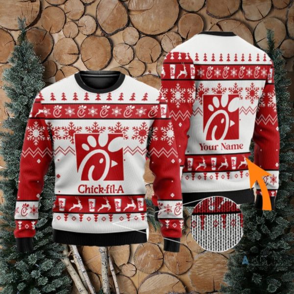chick fil a christmas sweater personalized name chick fil a all over printed ugly xmas artificial wool sweatshirt fast food festive christmas gift for family laughinks 2