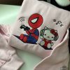 hello kitty spiderman embroidered sweatshirt t shirt hoodie mens womens sanrio kitty music x marvel spider man video game embroidery crewneck shirts laughinks 1