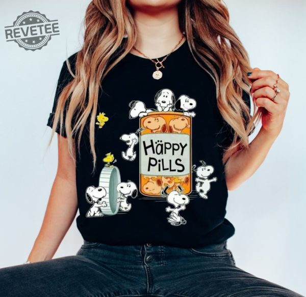 Dog Happy Pills Shirt Antidepressant Snopy Mom Sweater Funny Shirt Gift Therapist Shirt Cat Owner Gift Mental Health Matter Unique revetee 1