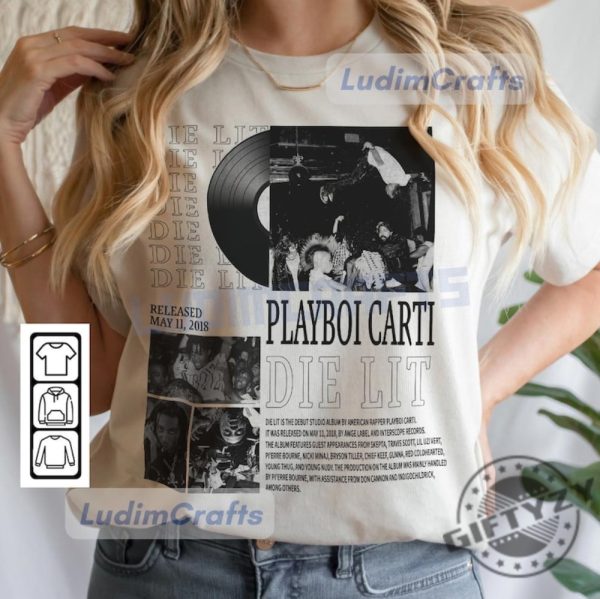 Playboi Carti Music Rap Shirt Dye Lit Album Tshirt Antagonist Tour 90S Vintage Sweatshirt Trendy Hoodie Playboi Carti Fan Merch giftyzy 2