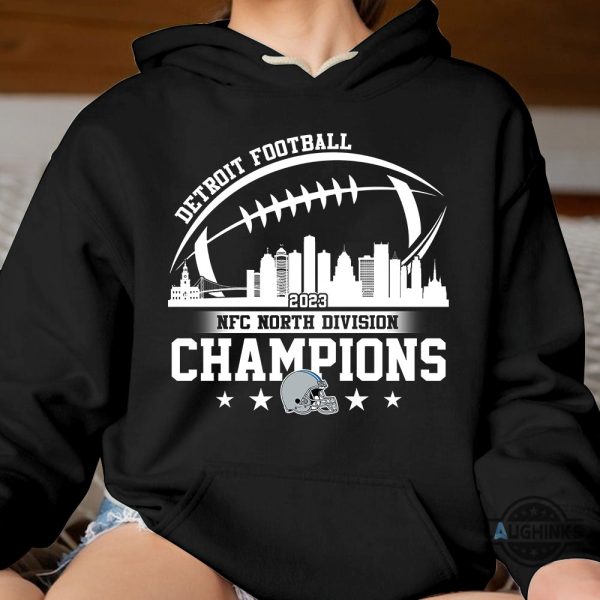 detroit lions tshirt sweatshirt hoodie mens womens kids detroit football skyline 2023 nfc north champions tee shirts conquered the north fan gift laughinks 1