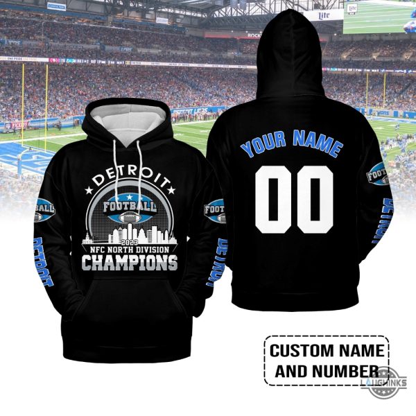 detroit lions shirts sweatshirts hoodies black version all over printed football 2023 nfc north champions skyline custom tshirt conquered the north champs laughinks 1