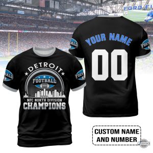 detroit lions shirts sweatshirts hoodies black version all over printed football 2023 nfc north champions skyline custom tshirt conquered the north champs laughinks 3