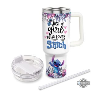 stich cup 40 oz personalized lilo and stitch disney stanley cup custom name just a girl who loves stitch flower pattern 40oz tumbler with handle and straw lid laughinks 2