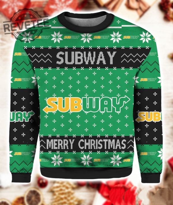 Subway Fast Food Ugly Christmas Sweater Unique revetee 1