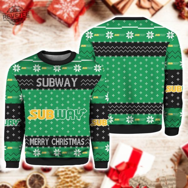 Subway Fast Food Ugly Christmas Sweater Unique revetee 3