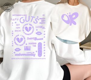 Olivia Guts Tour Track List Aesthetic Sweatshirt Olivia Rodrigo Guts Shirt Album Tracklist Tee Olivia Rodrigo Merch Teenager Girl Gifts Unique revetee 1