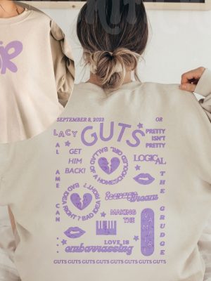 Olivia Guts Tour Track List Aesthetic Sweatshirt Olivia Rodrigo Guts Shirt Album Tracklist Tee Olivia Rodrigo Merch Teenager Girl Gifts Unique revetee 3