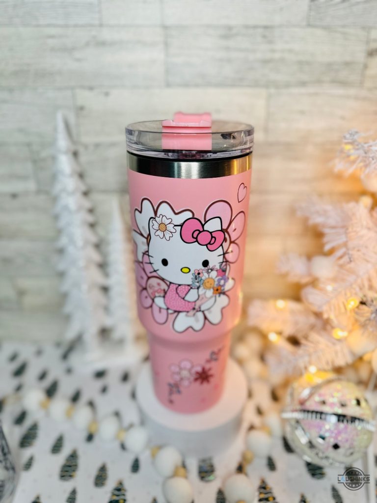 Hello Kitty Tumbler Cup 40oz Custom Name Cute Cat Kitty Cartoon Stanley 