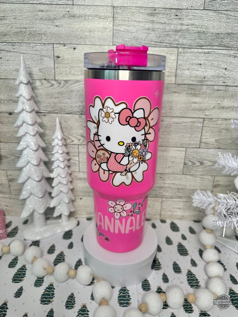 Hello Kitty Tumbler Cup 40Oz Custom Name Cute Cat Kitty Cartoon Stanley ...