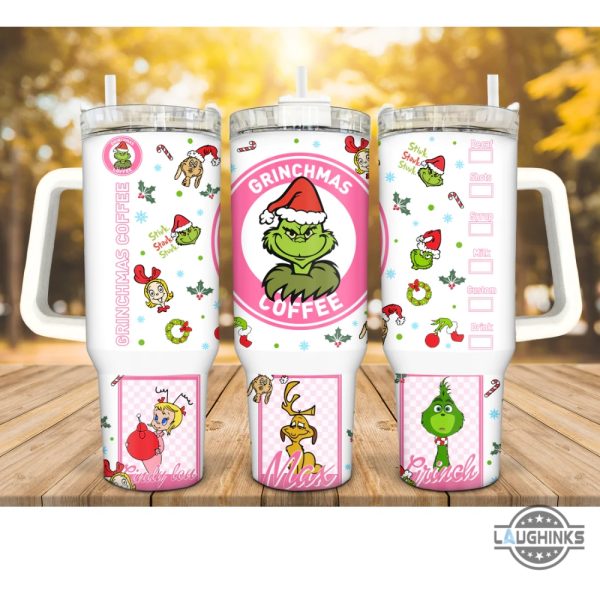 grinch coffee tumbler 40 oz merry grinchmas starbucks 40oz stanley dupe cup with handle cindy lou max grinch christmas travel cups laughinks 1