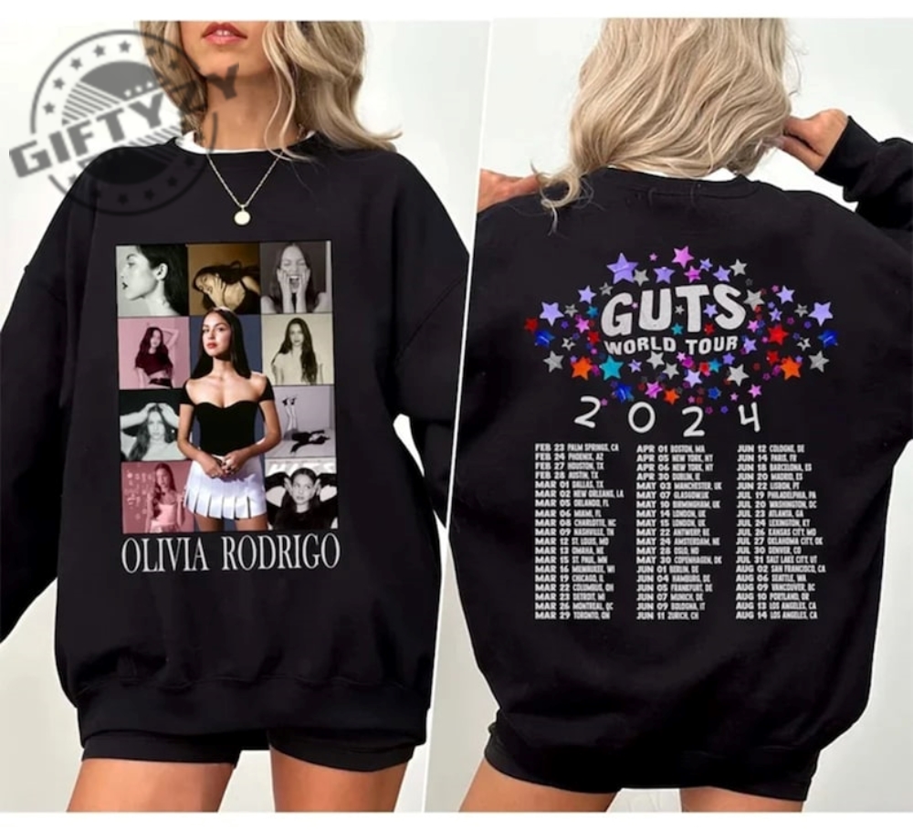 Olivia Guts Tour 2024 Shirt Olivia Rodrigo Guts Sweatshirt Olivia Track List Aesthetic Tshirt Olivia New Album Guts Hoodie Trendy Shirt