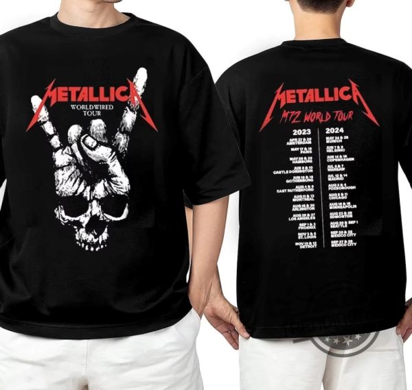 Metallica Tour 2023 Shirt Metallica Band Thrash Metal Tour 2023 2024 Gift Shirt On Birthday Halloween Christmas Anniversary trendingnowe 1