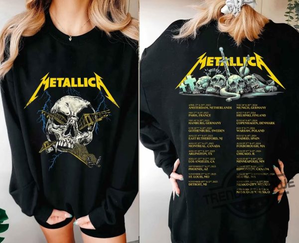 Vintage Metallica World Tour 2023 Sweatshirt Metallica Band Shirt Metallica Skull Shirt Music Rock Festival Metallica Music Tour 2023 trendingnowe 1