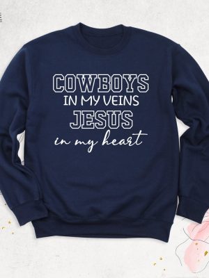 Jesus In My Heart Sweatshirt Cowboys Sweatshirt Game Day Hoodie Texas Dallas Sweatshirt Women Football Long Sleeve Shirt Christian Tees Unique revetee 2