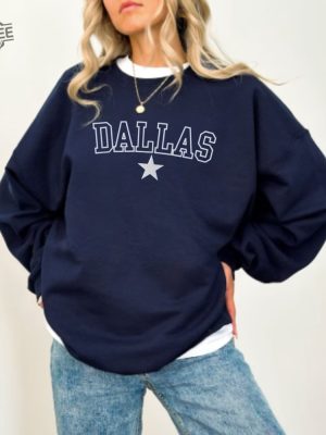 Embroidered Dallas Sweatshirt Embroidered Texas Sweatshirt Dallas Crewneck Dallas Football Dallas Hockey Embroidered Dallas Crewneck Unique revetee 3