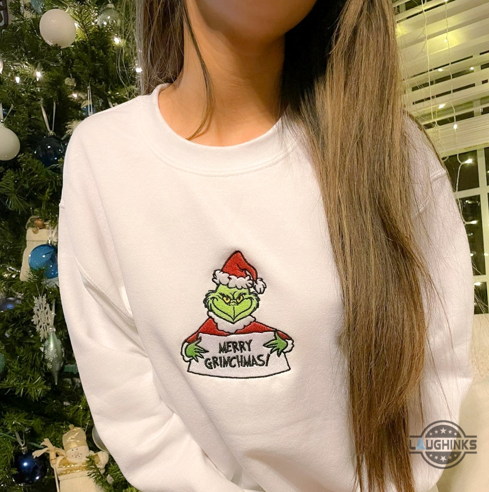 basic grinch sweatshirt tshirt hoodie embroidered merry grinchmas crewneck shirts mens womens how the grich stole christmas gift laughinks 1