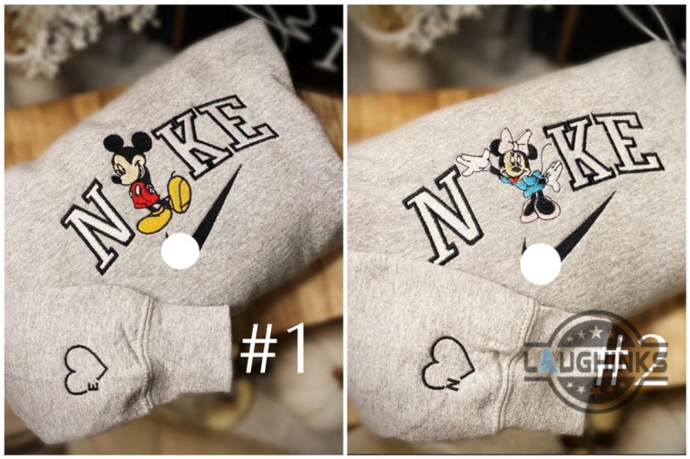 Embroidered Disney Sweatshirt Tshirt Hoodie Vintage Minnie X Mickey Valentines Day Shirts Personalized Disney Matching Couple Gift