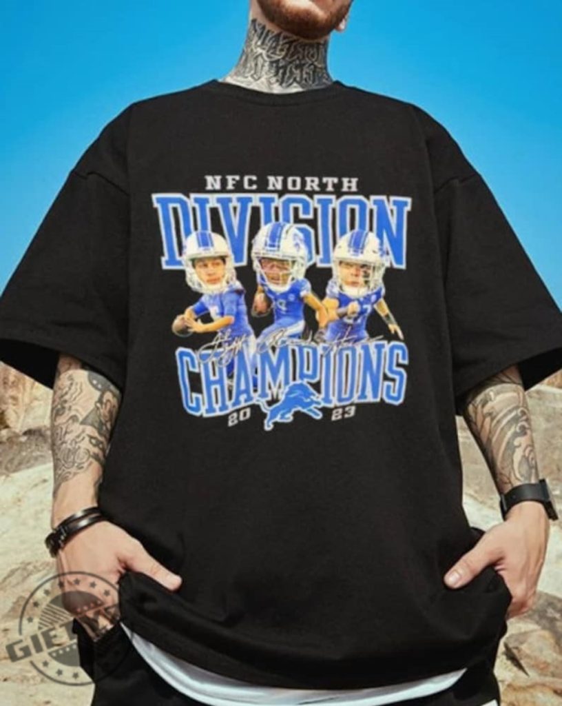 Lions Division Champs Shirt Lions Nfc North Champions And Signature Tshirt Nfc North Champions Hoodie Unisex Sweatshirt Gift For Fans giftyzy 1