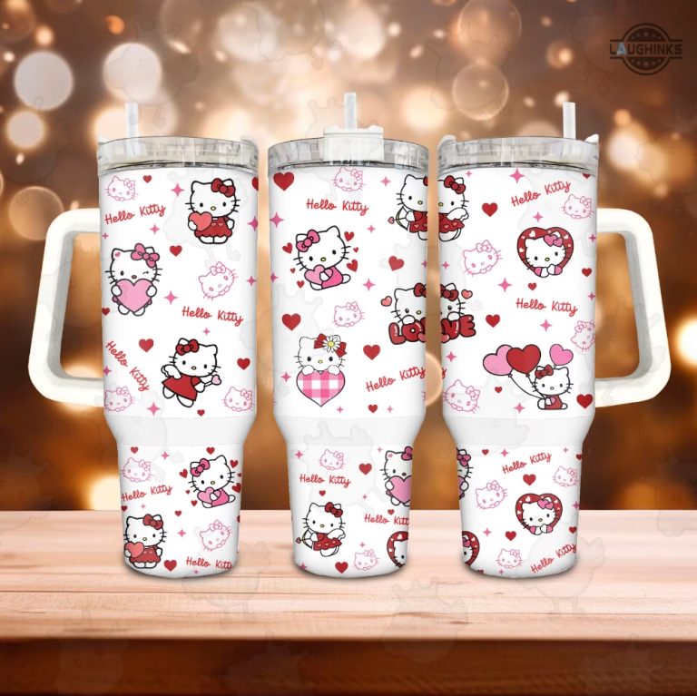 Hello Kitty Valentines Day Stanley Cup Dupe 40 Oz Pink Valentines Day ...