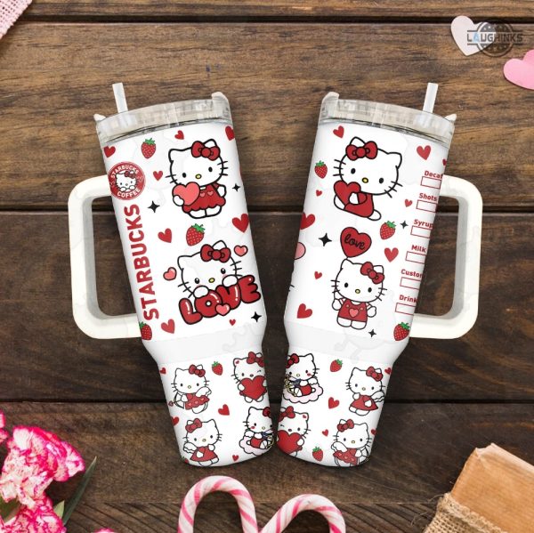 starbucks valentines cups 2024 x hello kitty sanrio 40oz stanley tumbler dupe the melody stainless steel tumbler 40 oz with handle pink valentines day gift for couple laughinks 3